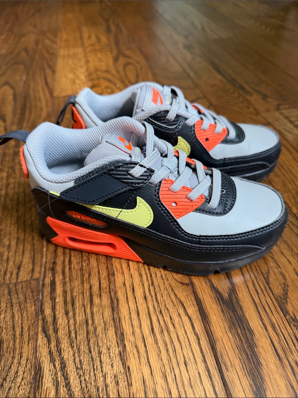 Nike Air Max Kids Low-Top Sneakers in Gray, Black, Neon Yellow & Orange